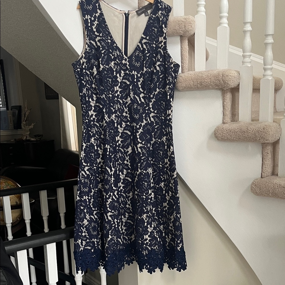 Donna Ricco Navy and Cream Lace Dress